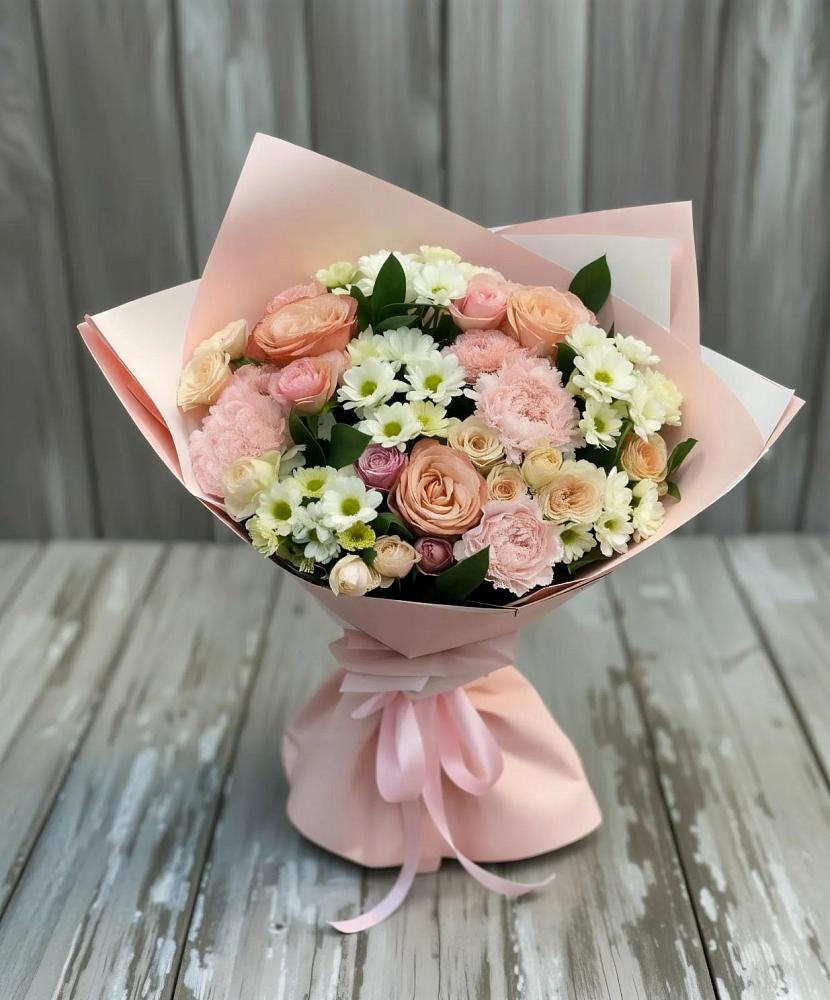 Букет цветов из: Гвоздики, Розы и Хризантемы в Орске