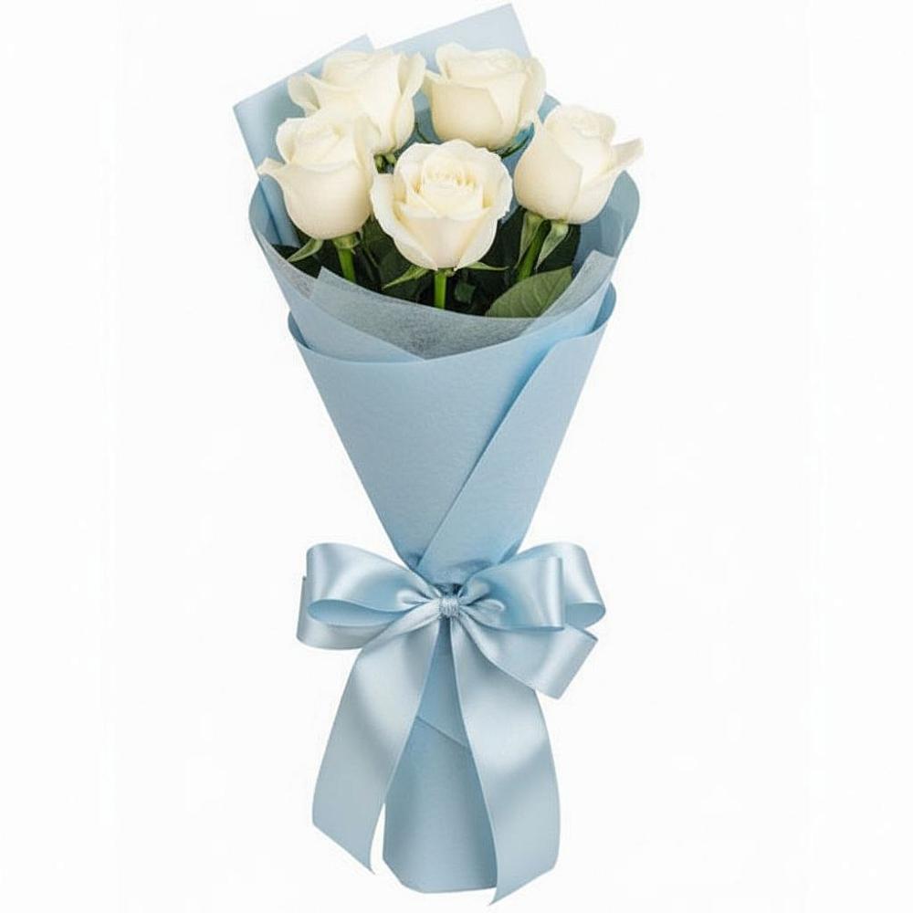 Букет 5 Белых роз Проуд в Орске
