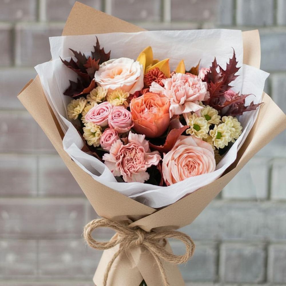 Букет цветов из: Гвоздики, Хризантемы и Розы в Орске