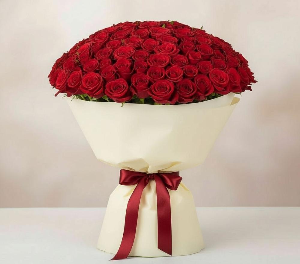 Букет 101 Красная роза Милано в Орске