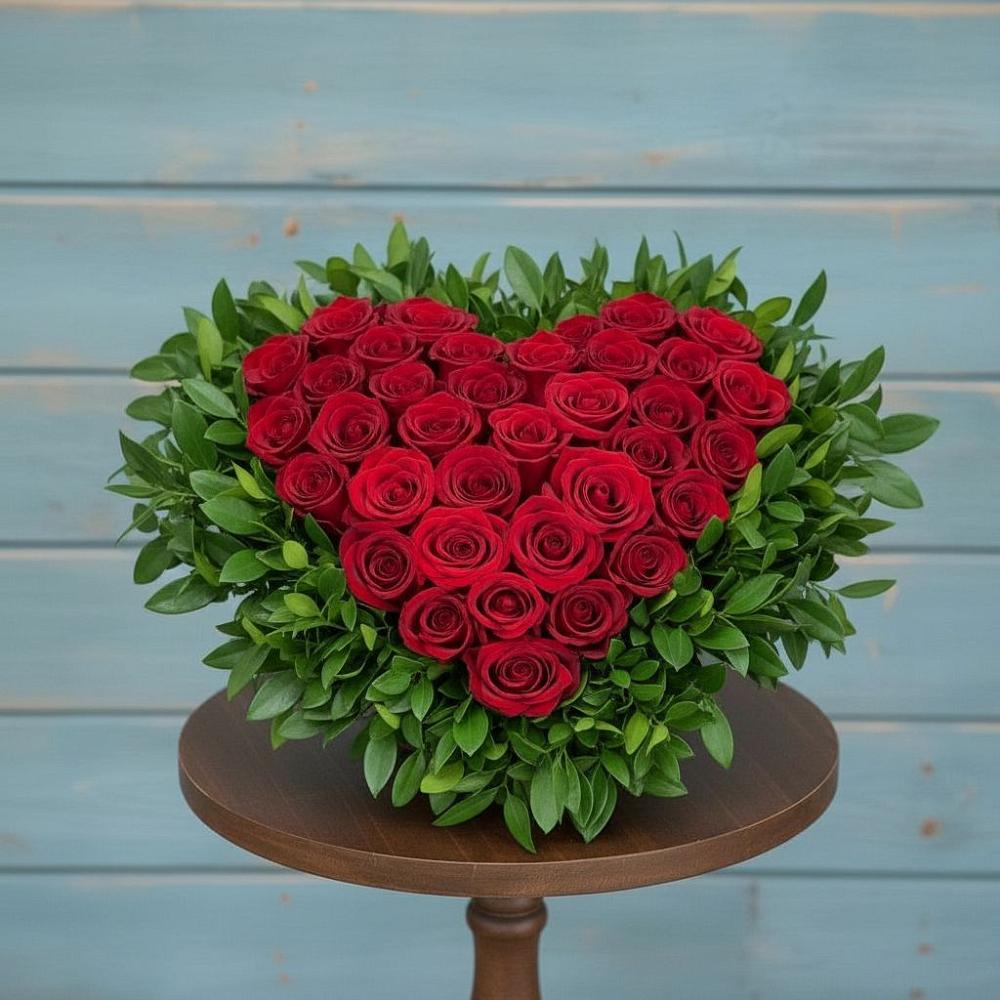 Цветочная композиция из Розы в виде сердца в Орске