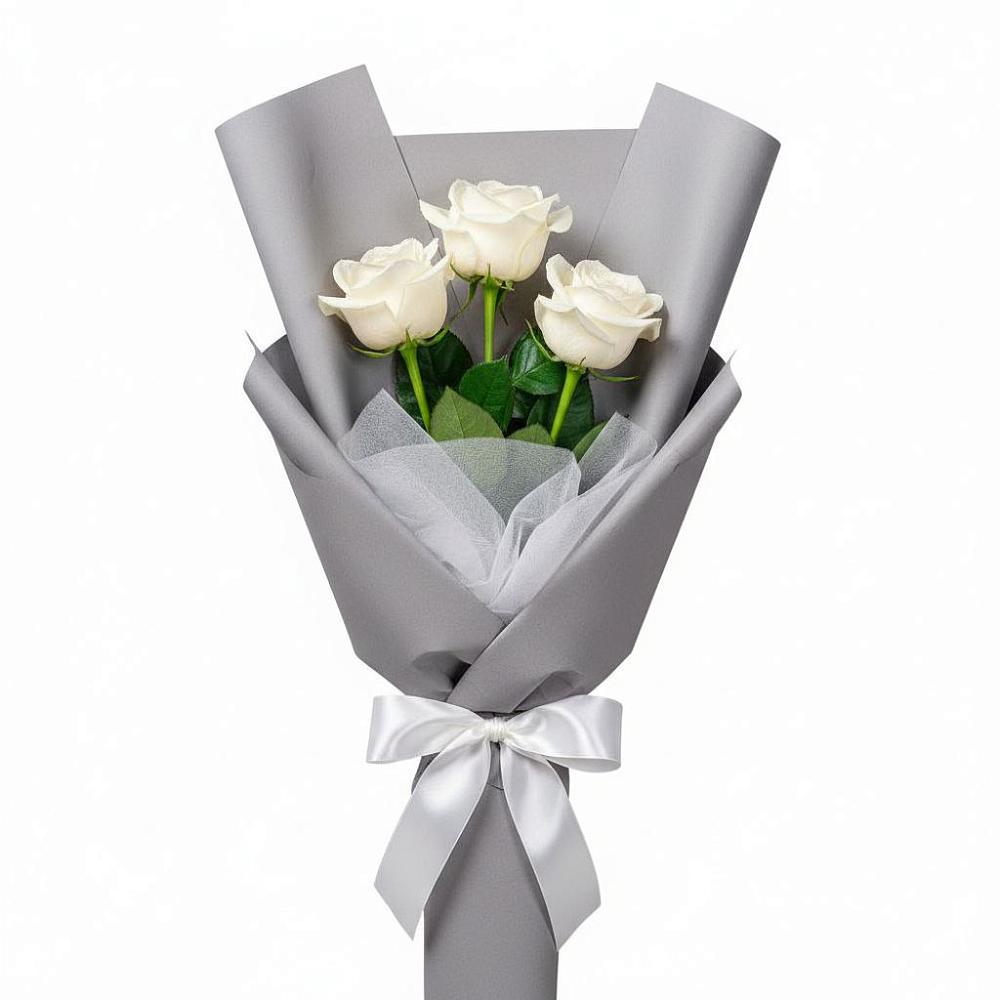 Букет 3 белые розы в Орске