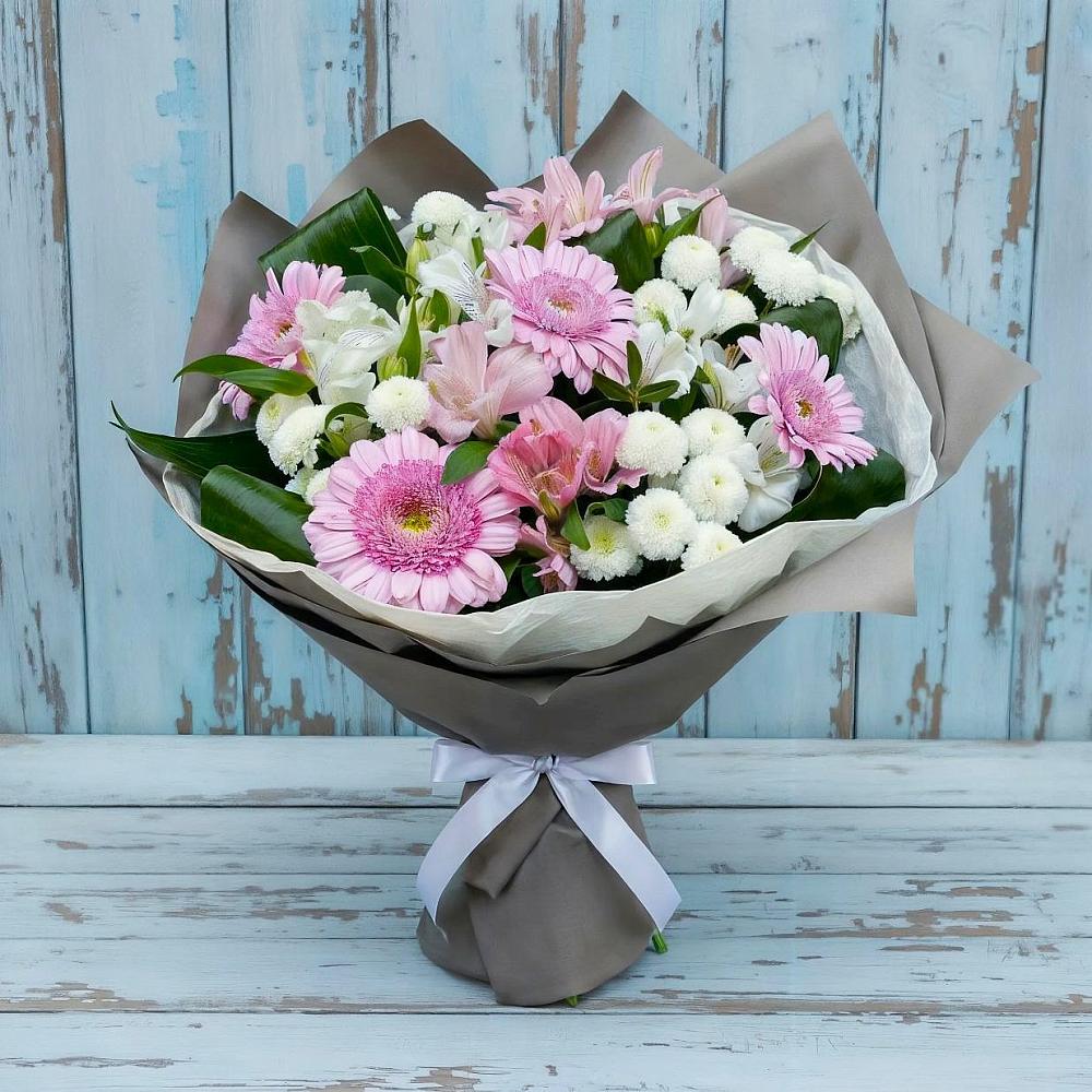 Букет цветов из: Герберы, Альстромерии и Хризантемы в Орске