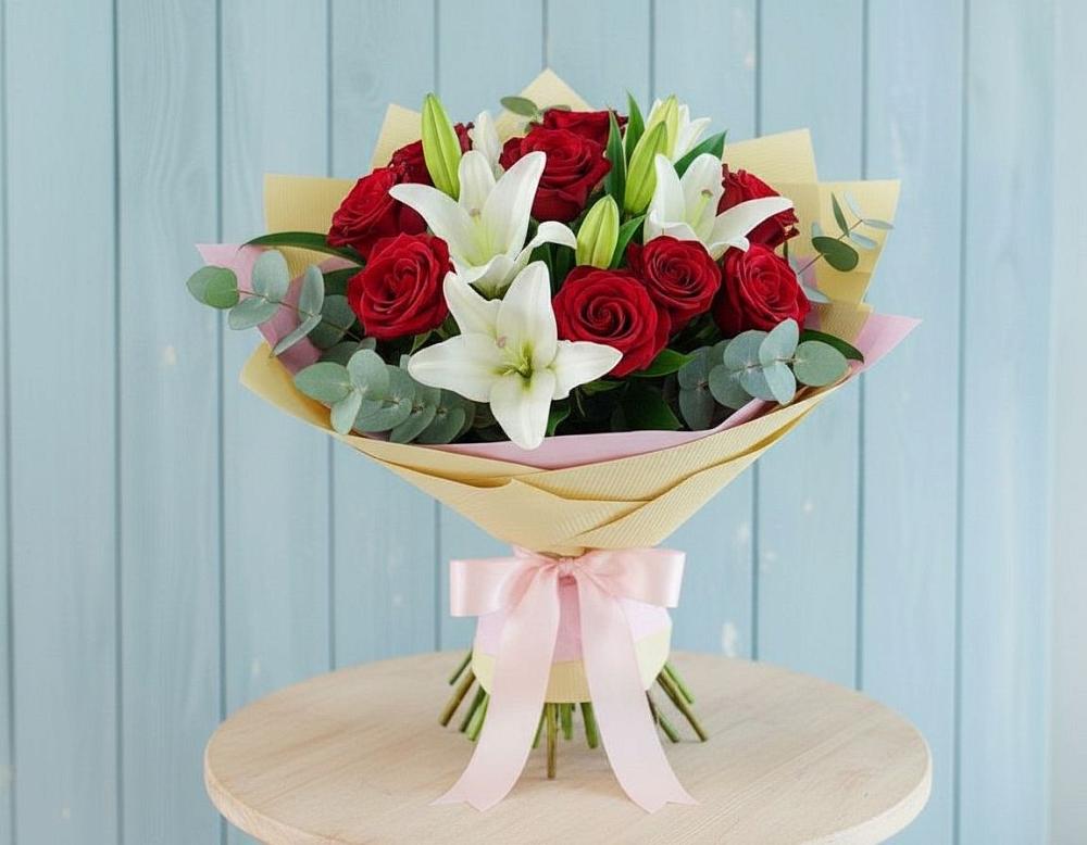 Букет цветов из: Лилии и Розы в Орске